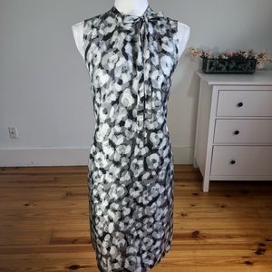 Theory Silk Shift Dress 4 Gray Abstract Print